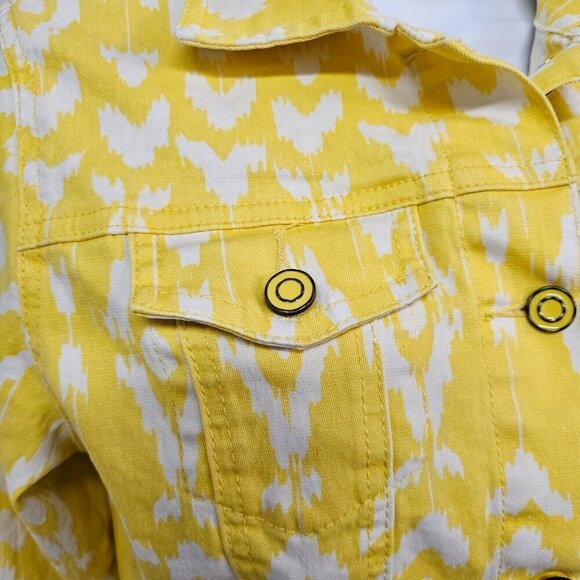 DG2 Diane Gilman Jacket Denim Yellow Aztec Southwestern Festival Trucker XS - Picture 3 of 15